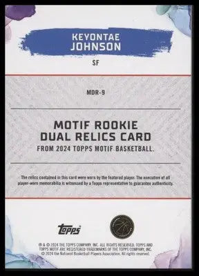2023-24 Motif Keyontae Johnson #MDR-9 Rooke Relics Dual Ultramarine Blue #/35 - Basketball Card Single