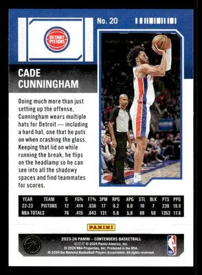 2023-24 Panini Contenders #20 Cade Cunningham - Basketball Card Single