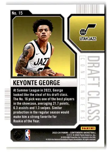 Panini Contenders draft class Keyonte George basketball card with original gloss