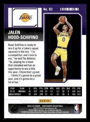 2023-24 Panini Contenders #83 Jalen Hood-Schifino - Basketball Card Single