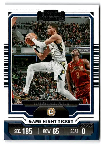Basketball trading card from Panini Contenders Game Night featuring Tyrese Haliburton original gloss