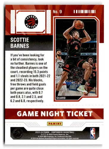 2023-24 Panini Contenders Game Night Ticket #9 Scottie Barnes NM-MT Rap ID:74043 - Basketball Card Single