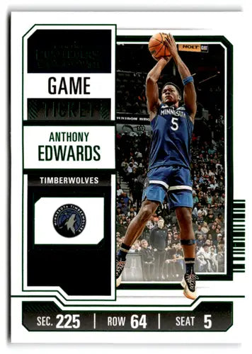 Original gloss of Anthony Edwards basketball card from 2023-24 Panini Contenders Game Ticket Green series