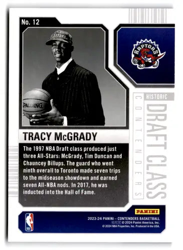 Original gloss Tracy McGrady basketball card from Panini Contenders Historic Draft Class