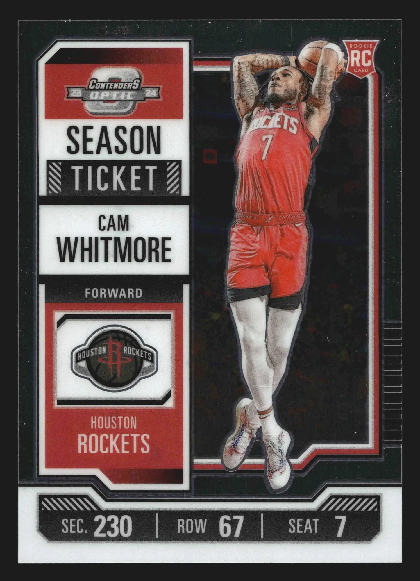 2023-24 Panini Contenders Optic Cam Whitmore #55 Season Ticket RC Rockets - Basketball Card Single