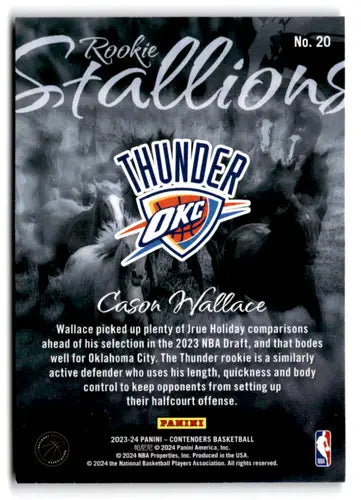 Basketball card of Cason Wallace from 2023-24 Panini Contenders Rookie Stallions series