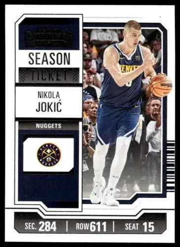 Nikola Jokic basketball card from 2023-24 Panini Contenders Season Ticket retail series