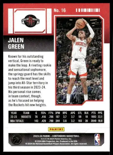 2023-24 Panini Contenders Season Ticket Retail #16 Jalen Green NM-MT Ro ID:74195 - Basketball Card Single