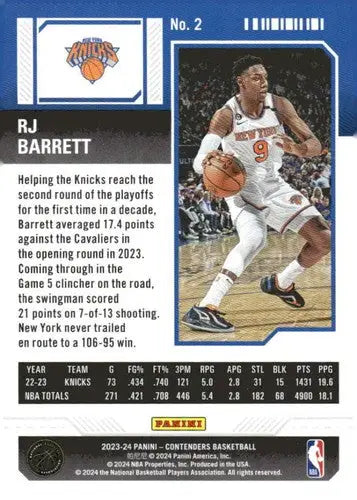 2023-24 Panini Contenders Season Ticket Retail #2 RJ Barrett NM-MT Knic ID:74183 - Basketball Card Single