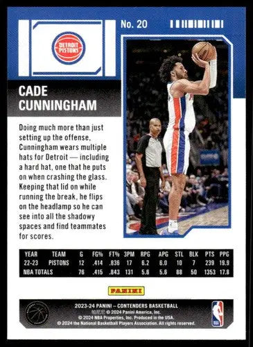 Cade Cunningham basketball card from Panini Contenders featuring original gloss in retail edition