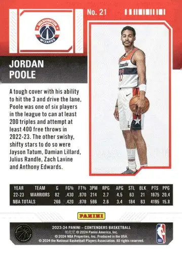 2023-24 Panini Contenders Season Ticket Retail #21 Jordan Poole NM-MT W ID:74198 - Basketball Card Single