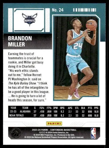 2023-24 Panini Contenders Season Ticket Retail #24 Brandon Miller NM-MT ID:74664 - Basketball Card Single