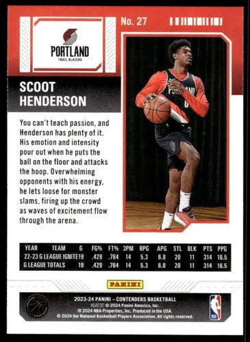 2023-24 Panini Contenders Season Ticket Retail #27 Scoot Henderson NM-M ID:74203 - Basketball Card Single