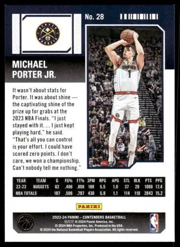 2023-24 Panini Contenders Season Ticket Retail #28 Michael Porter Jr. N ID:74665 - Basketball Card Single