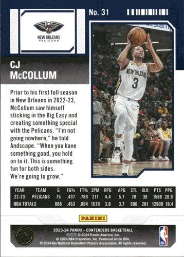 2023-24 Panini Contenders Season Ticket Retail #31 CJ McCollum NM-MT Pe ID:74205 - Basketball Card Single