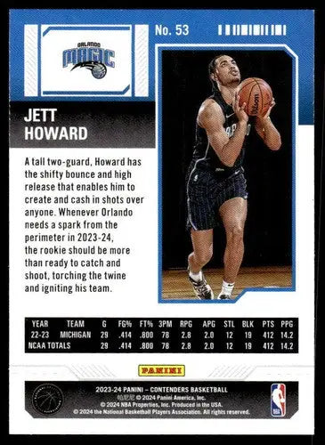 Jett Howard basketball card from 2023-24 Panini Contenders Season Ticket retail set