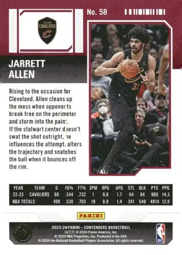 Basketball card of Jarrett Allen from Panini Contenders Season Ticket retail product