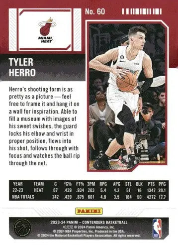 Basketball card from 2023-24 Panini Contenders Season Ticket Retail featuring Tyler Herro