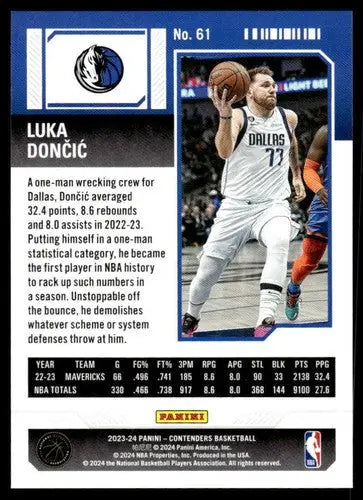 2023-24 Panini Contenders Season Ticket Retail #61 Luka Doncic NM-MT Ma ID:74223 - Basketball Card Single