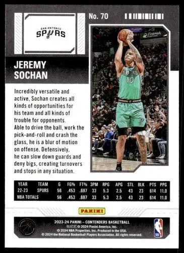 2023-24 Panini Contenders Season Ticket Retail #70 Jeremy Sochan NM-MT ID:74232 - Basketball Card Single