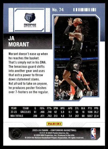Ja Morant basketball card from Panini Contenders Season Ticket with original gloss