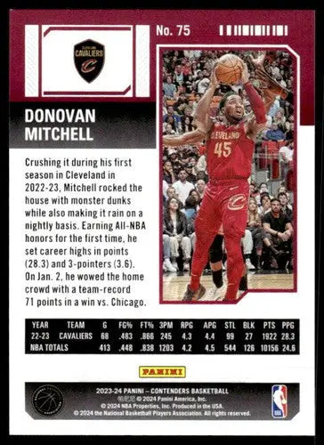 Original gloss Donovan Mitchell basketball card from 2023-24 Panini Contenders Season Ticket