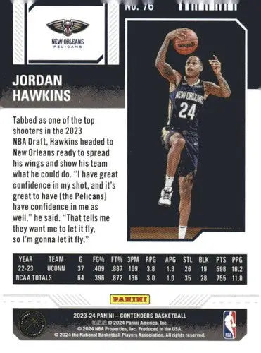 2023-24 Panini Contenders Season Ticket Retail #76 Jordan Hawkins NM-MT ID:74234 - Basketball Card Single
