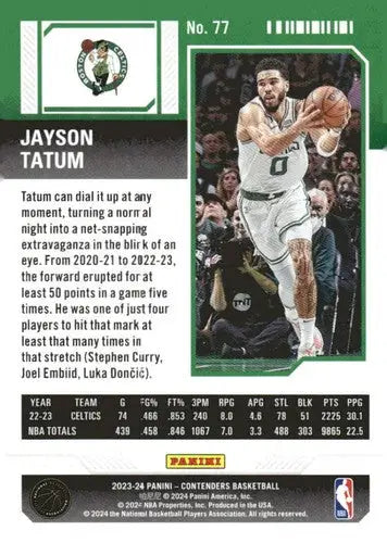 2023-24 Panini Contenders Season Ticket Retail #77 Jayson Tatum NM-MT C ID:74235 - Basketball Card Single