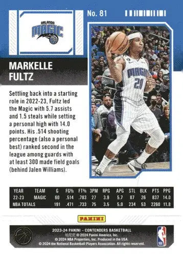 Original gloss of Markelle Fultz basketball card from Panini Contenders Season Ticket