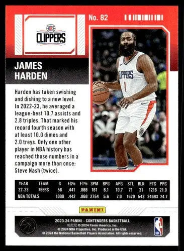 2023-24 Panini Contenders Season Ticket Retail #82 James Harden NM-MT C ID:74239 - Basketball Card Single