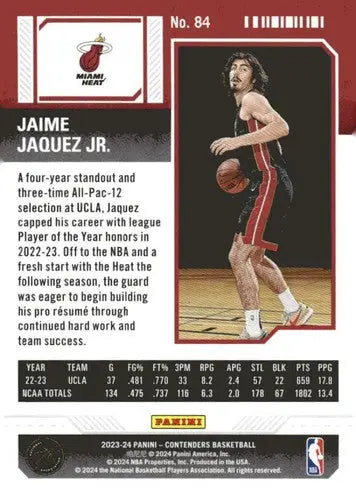 2023-24 Panini Contenders Season Ticket Retail #84 Jaime Jaquez Jr. NM- ID:74240 - Basketball Card Single