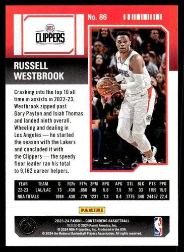 2023-24 Panini Contenders Season Ticket Retail #86 Russell Westbrook NM ID:74241 - Basketball Card Single