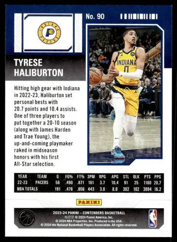 2023-24 Panini Contenders Season Ticket Retail #90 Tyrese Haliburton NM ID:74243 - Basketball Card Single