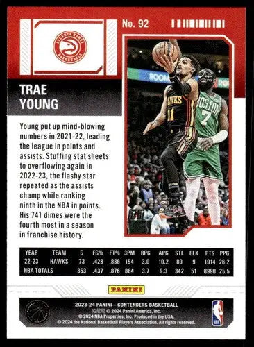 2023-24 Panini Contenders Season Ticket Retail #92 Trae Young NM-MT Haw ID:74244 - Basketball Card Single
