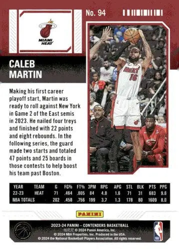 2023-24 Panini Contenders Season Ticket Retail #94 Caleb Martin NM-MT H ID:74246 - Basketball Card Single