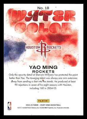 2023-24 Panini Court Kings #18 Yao Ming Water Color - Basketball Card Single