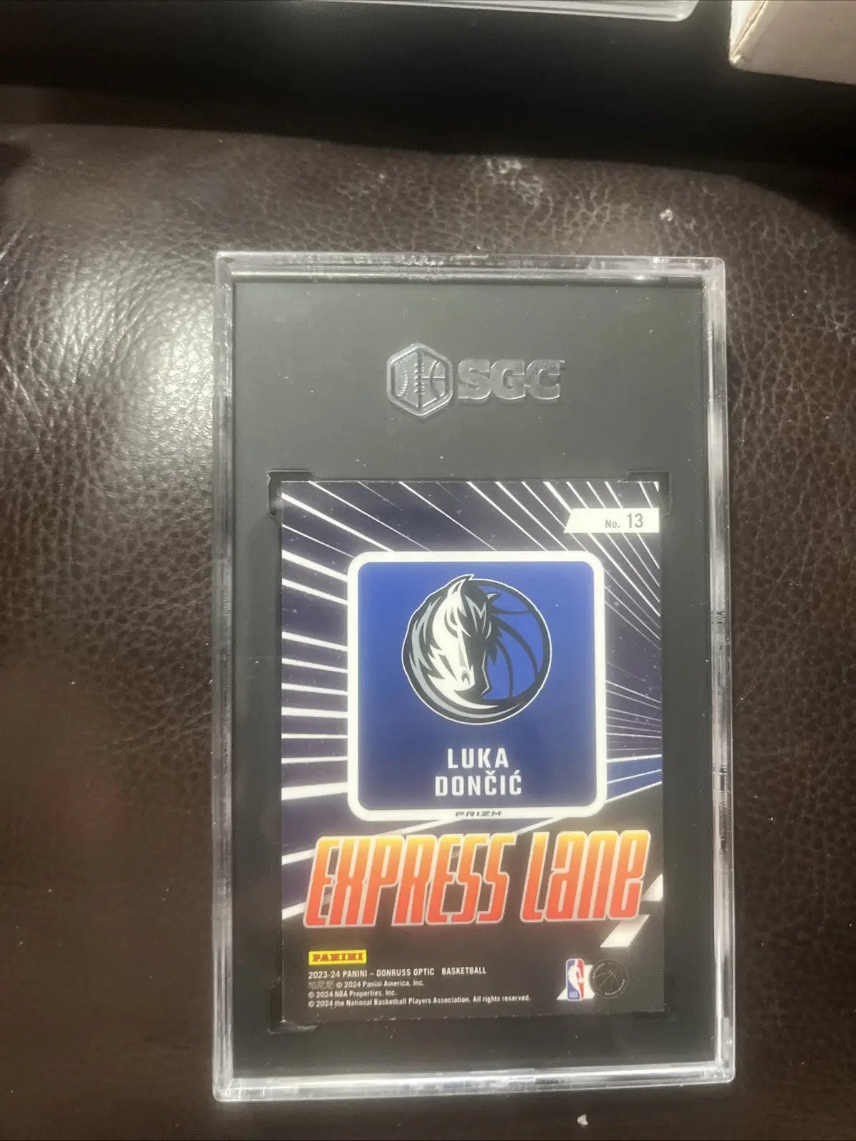 Luka Dončić Express Lane basketball card from 2023-24 Panini Donruss Optic trading cards