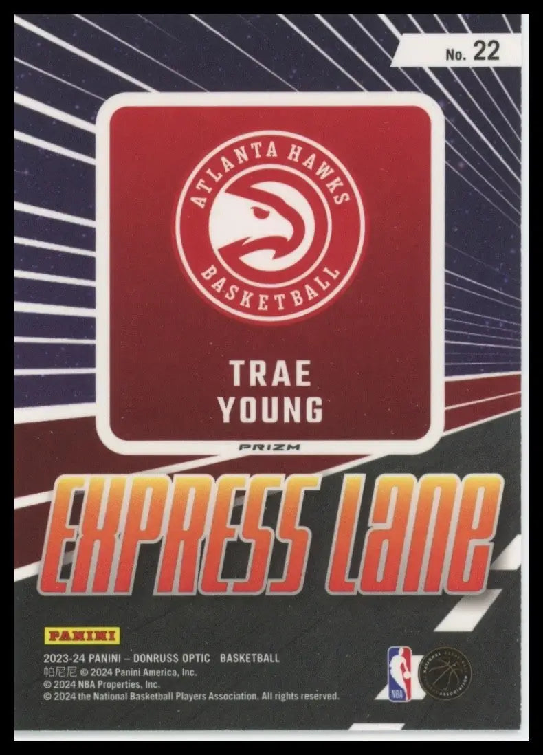 2023-24 Panini Donruss Optic - Express Lane Trae Young #22 Holo Prizm - Basketball Card Single