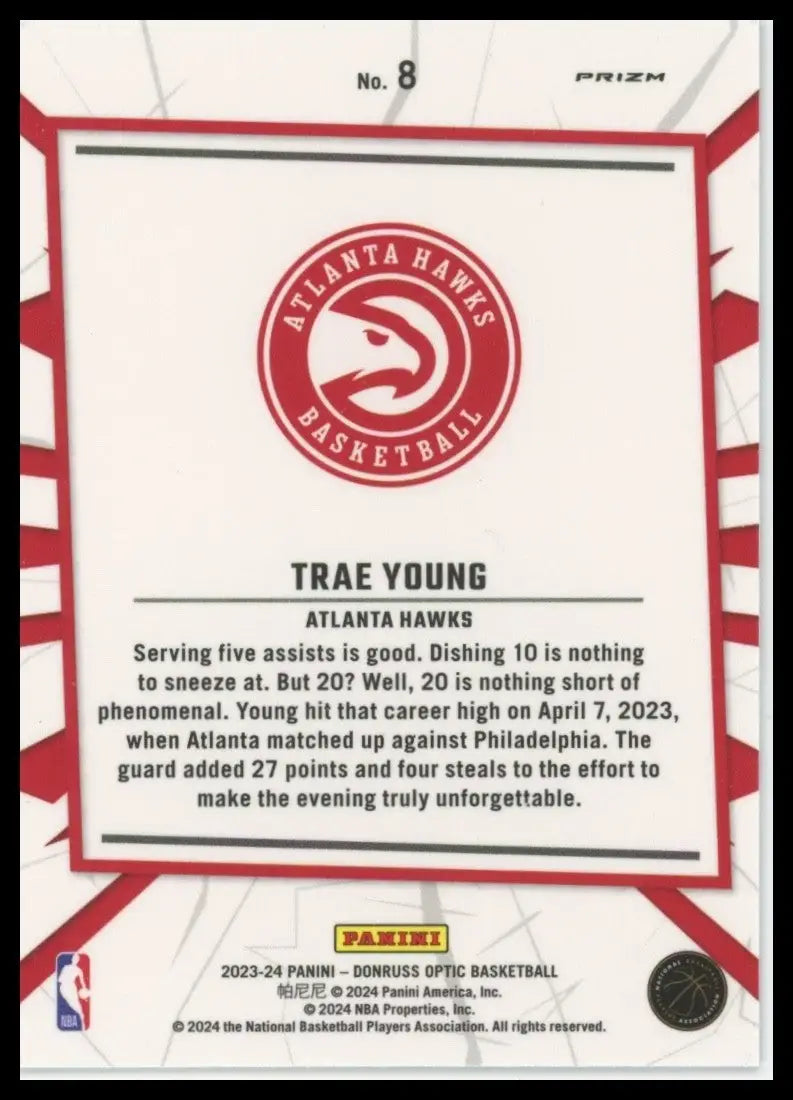 2023-24 Panini Donruss Optic - My House Trae Young #8 Holo Prizm - Basketball Card Single