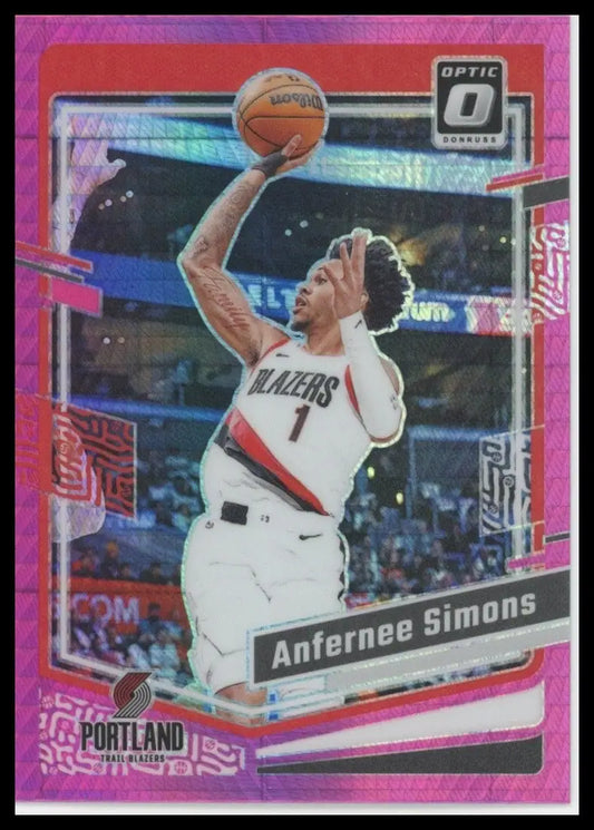 2023-24 Panini Donruss Optic Pink Hyper Anfernee Simons #153 Trail Blazers Card