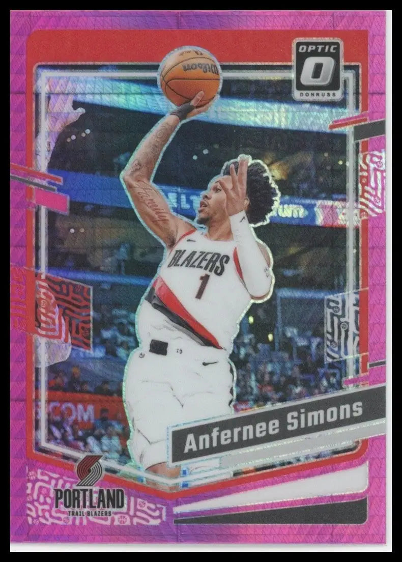 2023-24 Panini Donruss Optic Pink Hyper Anfernee Simons #153 Trail Blazers Card