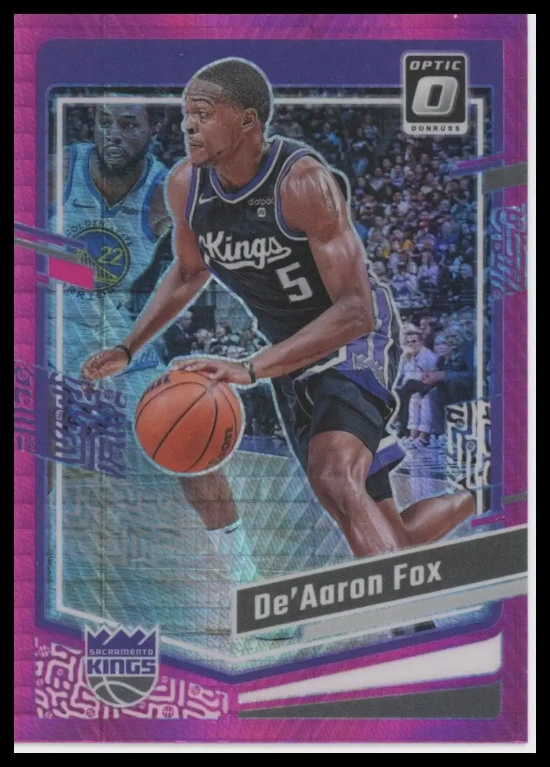 2023-24 Panini Donruss Optic Pink Hyper DeAaron Fox #52 Sacramento Kings Card