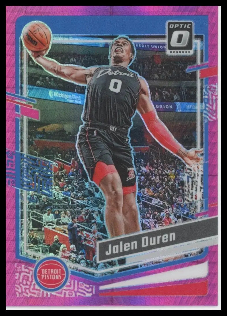 2023-24 Panini Donruss Optic Pink Hyper Jalen Duren #187 Detroit Pistons Card - Basketball Card Single