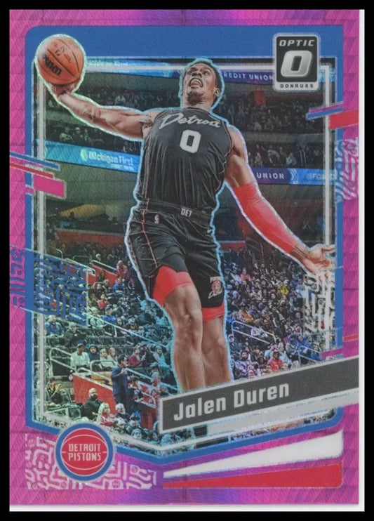 2023-24 Panini Donruss Optic Pink Hyper Jalen Duren #187 Detroit Pistons Card