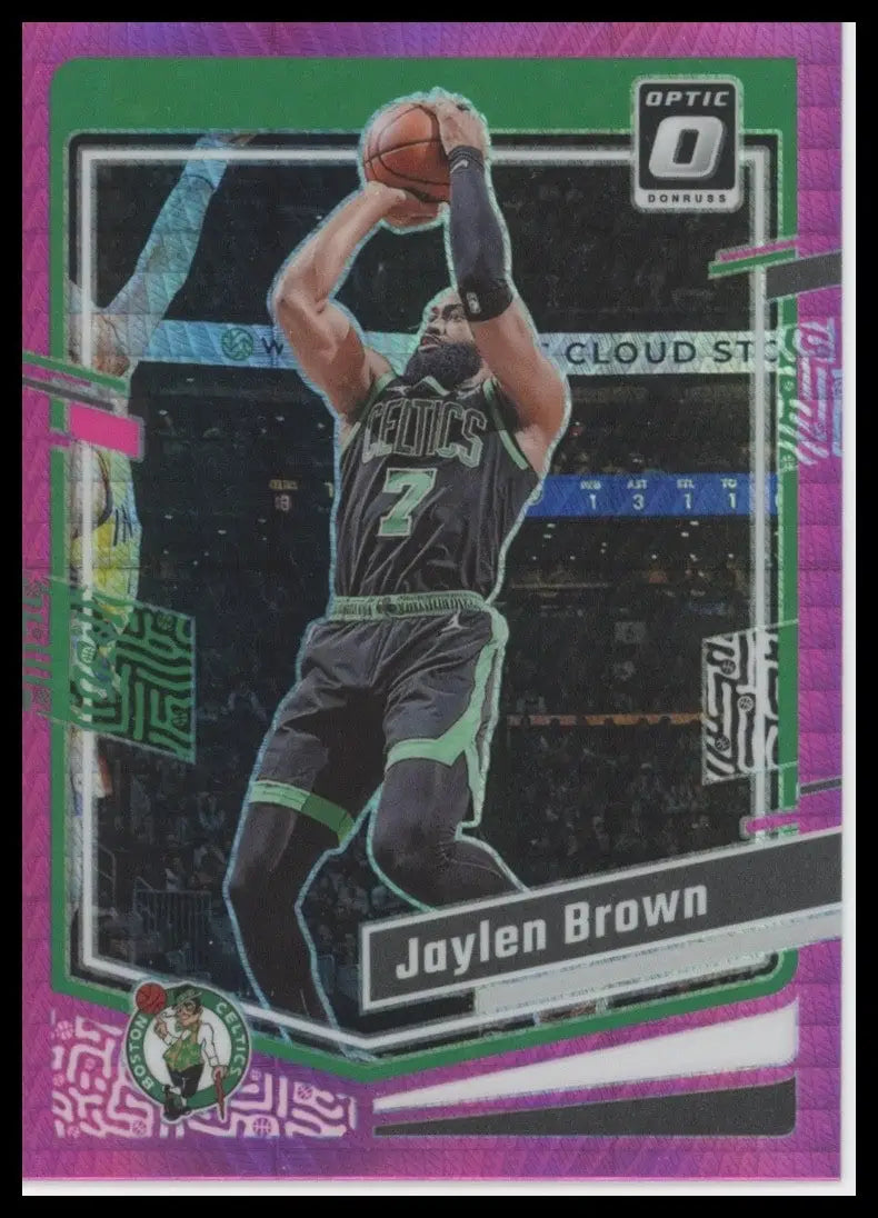 2023-24 Panini Donruss Optic Pink Hyper Jaylen Brown #113 Boston Celtics Card