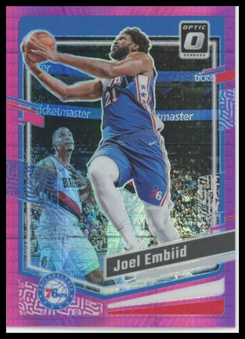 2023-24 Panini Donruss Optic Pink Hyper Joel Embiid #124 Philadelphia 76ers Card
