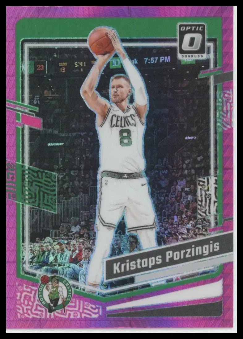 2023-24 Panini Donruss Optic Pink Hyper Kristaps Porzingis #120 Boston Celtics