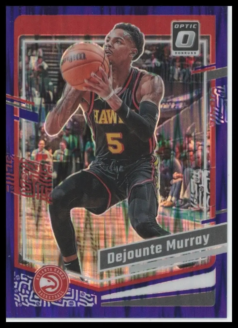 2023-24 Panini Donruss Optic Purple Shock Dejounte Murray #14 Atlanta Hawks Card