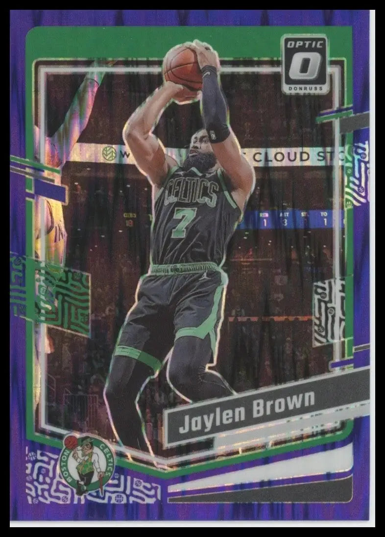 2023-24 Panini Donruss Optic Purple Shock Jaylen Brown #113 Boston Celtics Card
