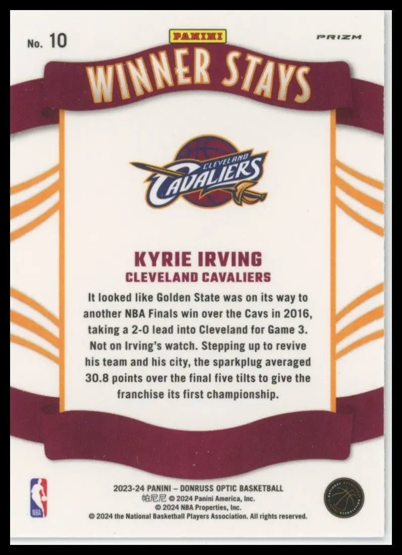 2023-24 Panini Donruss Optic - Winner Stays Kyrie Irving #10 Holo Prizm - Basketball Card Single